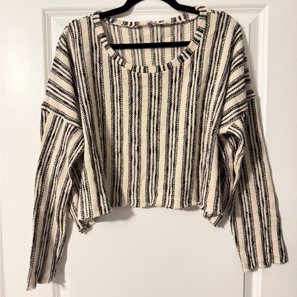 Storia Black and Cream Striped Sweater